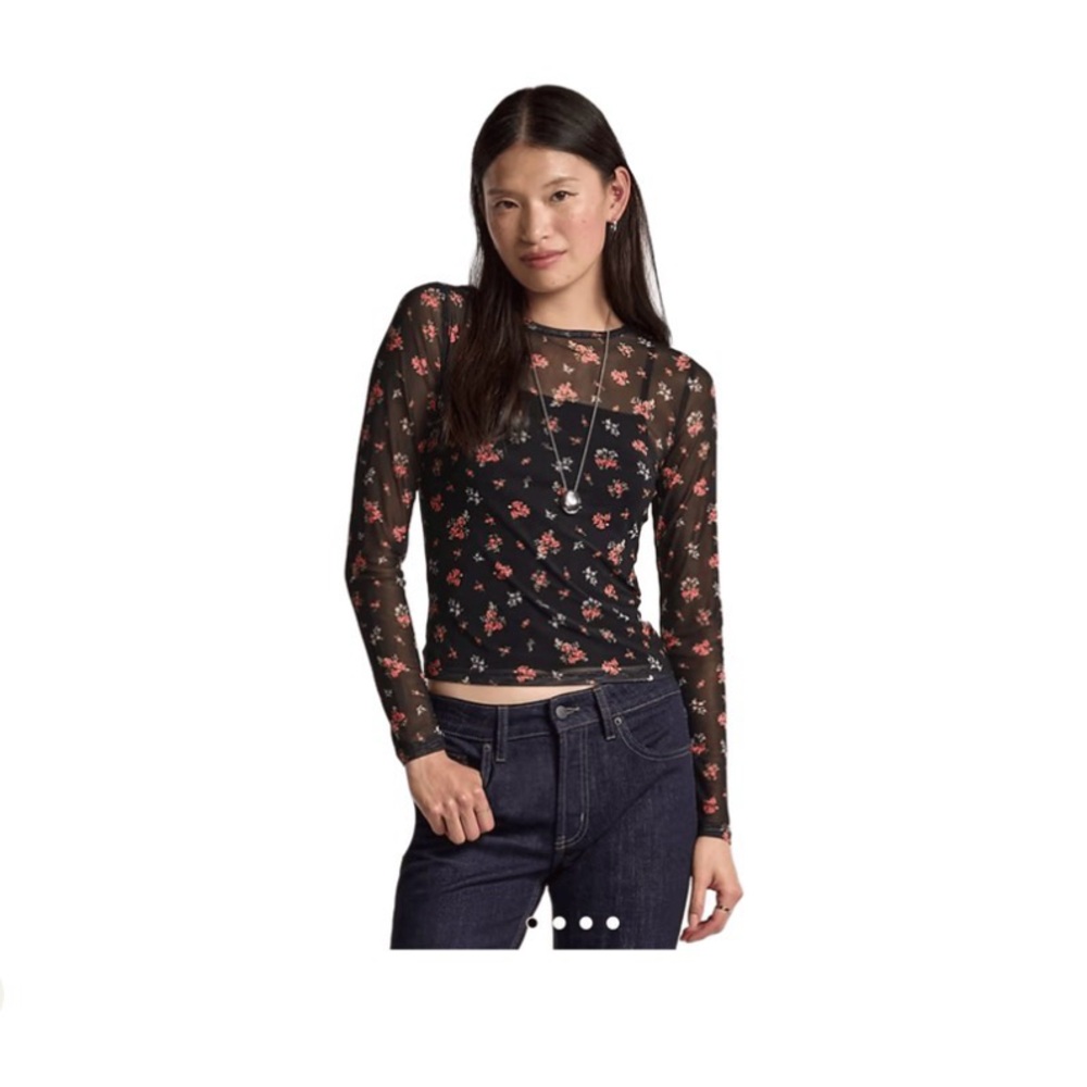 Old Navy X Anna Sui Black Floral Long Sleeve Top